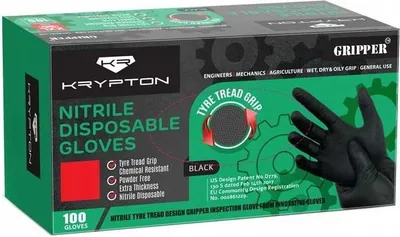 Obrázok produktu pre Čierne Nitrilové Rukavice Gripper L /Kryptón/