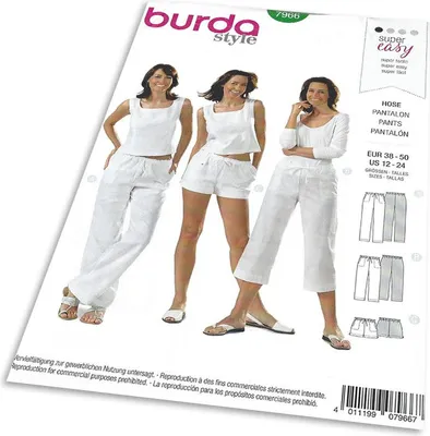 Obrázek produktu pro Střih Burda 7966 - Dámské kalhoty a šortky