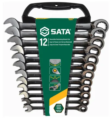 Immagine prodotto di Chiavi combinate Sata 12 pezzi con cricchetto con interruttore
