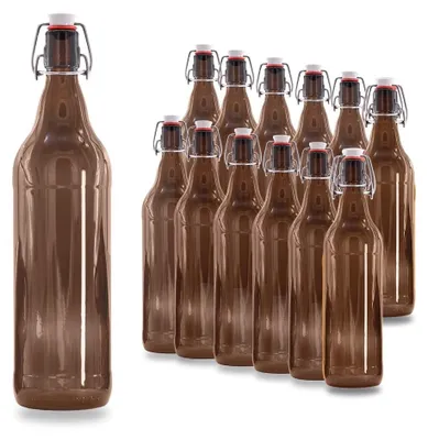 Productafbeelding van Set van 12 Glazen Flessen met Draaideksel - 1 Liter