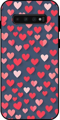 Produktbild von Smartphonica Telefon Fall fit für Samsung Galaxy S10 Plus mit rosa und roten Herzen Impressum - TPU Backcover Fall mit rosa und roten Herz-Design