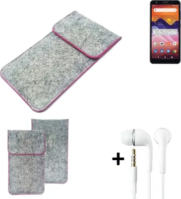 Produktbild von K-S-Trade Handy Schutz Hülle kompatibel mit ZTE Avid 579 Schutzhülle Handyhülle Filztasche Pouch Tasche Case Sleeve Filzhülle hellgrau pinker Rand