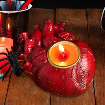 Herz-Kerzenhalter, anatomisch, gotisch, Halloween-Deko, 1 Stück