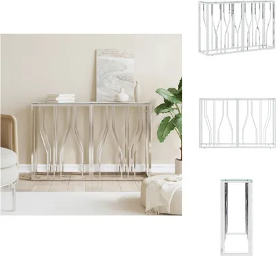 Immagine prodotto di vidaXL Consolle argento 110x30x70 cm in acciaio inox e vetro - Tavoli laterali