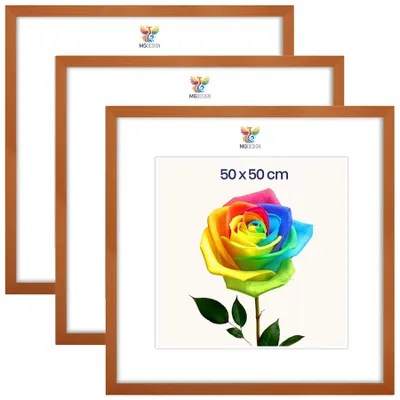 Produktbild von MG Design 3er Set Bilderrahmen Lackiert 50x50 cm - Posterrahmen Echtholz mit Acrylglas, stabile Wandaufhängung, hoch/quer