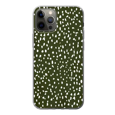 Produktbild von MuchoWow® Handyhülle Schutzhülle Hülle für iPhone 12 Pro Polka dots - Weiß - Schwarz Silikon Softcase Handy Hülle - Abdeckung