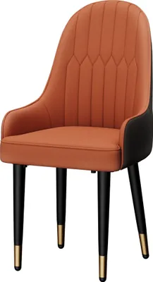 Image de WISFOR Lot de 2 chaises de salle à manger Chaise rembourrée avec revêtement en cuir respirant, orange+gris