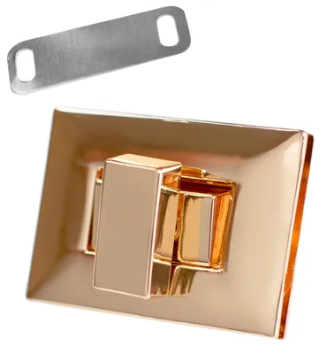 1 Set Metall Mappenverschluss Steck Dreh Verschluss Schloss, gold 38x28