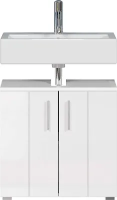 Produktbild von trendteam Wons Waschbeckenunterschrank Weiß Melamin/Weiß Hochglanz, B/H/T ca. 60/58/34 cm