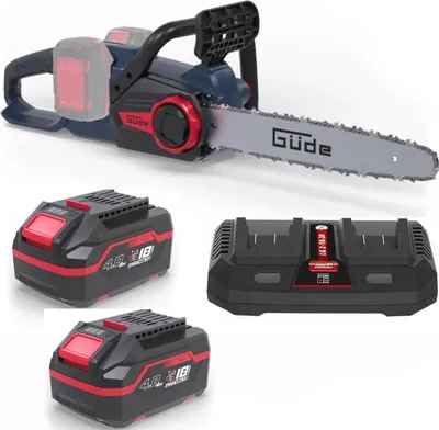 Produktbild von GÜDE Akku-Kettensäge KS 36V + 2 x Akku 4 Ah / Doppelladegerät) 18V E³