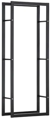 Image de Étagère de rangement pour bois de chauffage, pour intérieur et extérieur – Structure en métal | Couleur : Noir | Dimensions : 25 x 60 x 150 cm