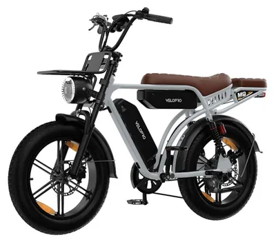 Image de Fatbike électrique VELOPRO M9, 250 W, deux batteries 48 V 17,5 Ah, pneus 20 × 4,0 pouces, suspensions avant et arrière, Gris
