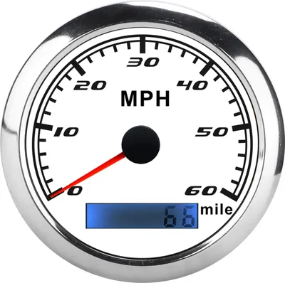 Obrázek produktu pro Univerzální GPS tachometr, 60 MPH, zobrazení rychlosti, 0-999999 mil, IP67 vodotěsný s červeným podsvícením pro loď, osobní a nákladní automobil, bílý číselník