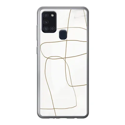 Produktbild von MuchoWow® Handyhülle Schutzhülle Hülle für Samsung Galaxy A21s Kunst - Braun - Weiß - Abstrakt Silikon Softcase Handy Hülle - Hartschale