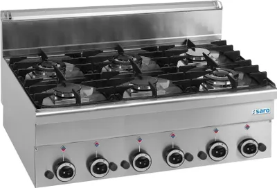 Image de Cuisinière à gaz SARO, 6 brûleurs, à poser, gamme 600, G6S6