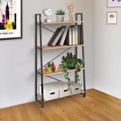 Produktbild von Azomor® Moderne freistehende Buchregal mit 4 Holzregalen für Wohnzimmer, Schlafzimmer und Büro