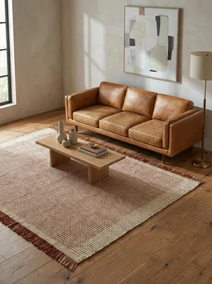 Produktbild von Handgefertigter Wollteppich | Raumakzent-Teppich aus Wolle | Klimaregulierender Wollteppich | Korbgeflecht-Muster | Terrakotta, 200x290 cm, 14mm Gesamthöhe | PISA Kollektion von Kadima Design
