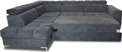 Image de Canapé d'angle moderne PABLO 279x201 cm, Canapé-lit avec appuie-tête réglables, coffre de lit, pieds métalliques stables, tissu CLOUD de haute qualité en plusieurs coloris Layout gauche, Couleur BEIGE