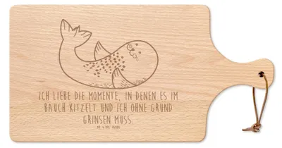 Produktbild von Mr. & Mrs. Panda Brett Robbe Liegen - Transparent - Geschenk, Hackbrett, Freude, holzschneidebrett, Strand, Käsebrett, Schneidebrett, Lustige Sprüche, Ostsee, Holzbrett