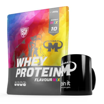 Produktbild von Mammut Nutrition - Whey Protein 10 x 25 g Proben Mixbeutel - 10 Portionen Eiweiß + GRATIS Keramik Tasse, Geschmack: Mix Beutel 10 x 25 g