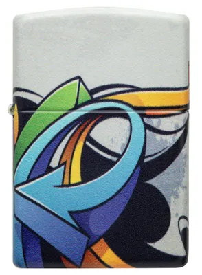 Obrázek produktu pro ZIPPO - Arrow Design - 540 Colour 540 White Matte White Arrow White Blue Graffiti Storm Lighter Refillable Petrol 60006231