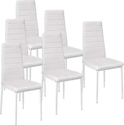Produktbild von FCH Esszimmerstuhl (6 St), Küchenstuhl mit hoher Rückenlehne, Kunstleder, Metallbeine,Weiß