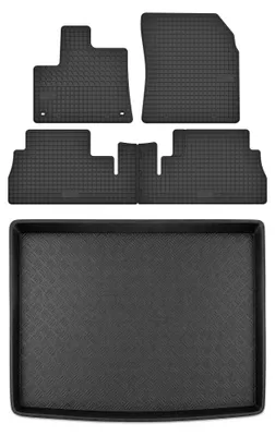 Produktbild von Gummimatten + Kofferraumwanne für Citroen Berlingo III 2018- (Minivan/Kombi, 5-Sitzer) – Schwarz, passgenau – Wielganizator