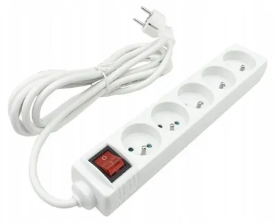 Obrázek produktu pro Prodlužovací kabel s 5 zásuvkami a vypínačem, černý, 3x1,5 mm², délka 3 metry, řada ECO LIGHT
