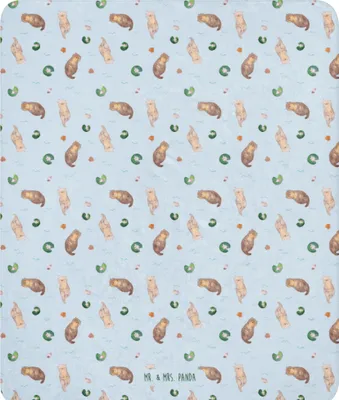 Produktbild von Mr. & Mrs. Panda Kuscheldecke Otter Muschel 130 x 155 cm - Blau - Geschenk, Heimdecke, Träumen, Motivation, Büro, Wohndecke, Süß, Plaid, Decke, Tagesdecke