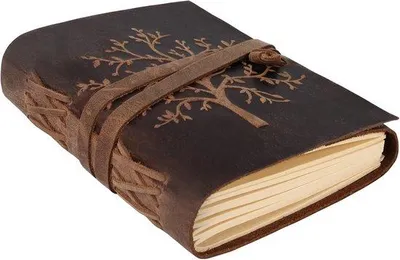 Produktbild von Leder-Notizbuch – Leder-Tagebuch für Damen mit Lebensbaum-Relief – 400 linierten Seiten – 18 x 13 cm – Perfekt für inspirierende Einträge
