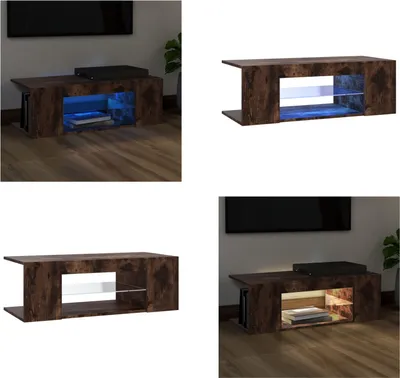 Produktbild von vidaXL TV Schrank mit LED Leuchten Räuchereiche 90x39x30 cm - TV-Schrank - TV-Schränke - TV-Möbel - TV-Ständer