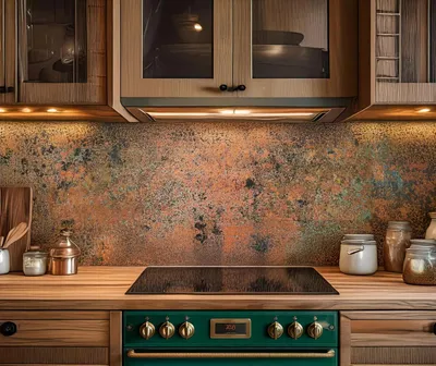 Produktbild von CopperAndCraft, Kupfer Metall Wandpaneel 90x60 cm, Küchenwand Spritzschutz, Handgefertigte Wandkunst, Edle Wandverkleidung, Rustikales Design