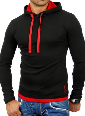 Produktbild von Reslad Sweatshirt Herren Pulli Pullover RS-1003 Schwarz-Rot S