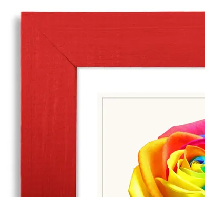 Produktbild von MG Design Bilderrahmen 30 x 60 cm - Posterrahmen mit Rot Holzrahmen (Echtholz) und bruchsicherem Acrylglas, Hoch & Quer mit verstärkter Wandaufhängung