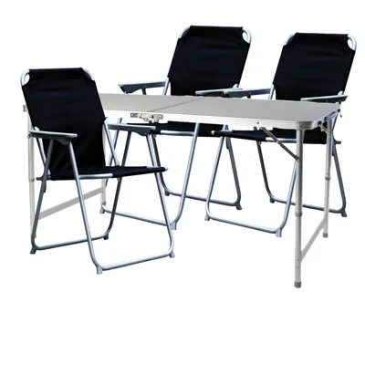 Productafbeelding van Complete set van 4 campingmeubels, aluminium, zwart, afmetingen 120x60x58/70 cm