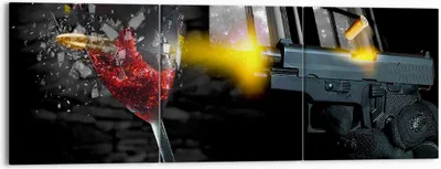 Produktbild von Bild auf Leinwand - Leinwandbild - Waffe Kugel Glas Rebe - 150x50cm - Wand Bild - Wanddeko - Leinwanddruck - Bilder - Kunstdruck - Wanddekoration - Leinwand bilder - Wandkunst - CA150x50-0309