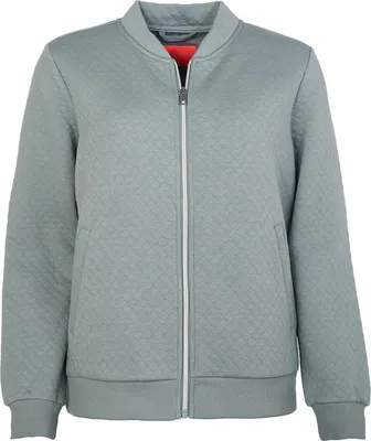 Produktbild von Blue Flame Damen Sweatjacke mit Collegekragen - Unifarbene Freizeitjacke mit Reißverschluss in Agave Größe XXL