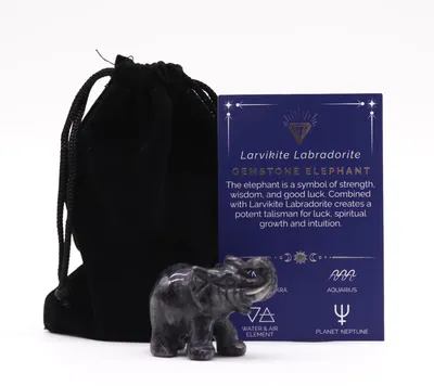 Productafbeelding van Edelsteen: Geluksbrenger Olifant - Larvikiet, Labradoriet, 50x35x25mm