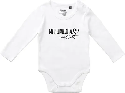 Produktbild von Huuraa Baby Body Mittelrheintal verliebt 74 White  Baumwolle Fairtrade Langarmbody Geschenkidee