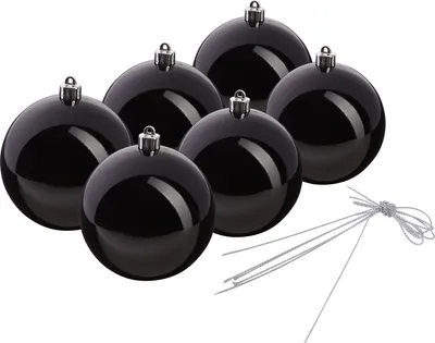 Produktbild von Weihnachtskugeln aus Kunststoff, 6 Stück, Ø 100 mm Schwarz