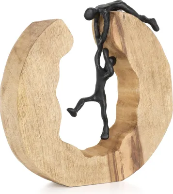 Obrázek produktu pro Socha Moritz I Teamwork Teamwork černá I 28 x 6 x 28,5 cm I dřevěná dekorace I sochy dekorace I moderní I obývací pokoj I ze dřeva I dřevěná socha