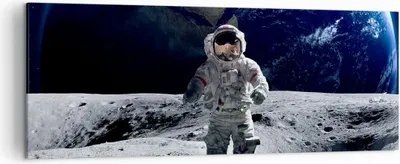 Produktbild von Bild auf Leinwand - Leinwandbild - Astronaut Mond Erde Raum - 140x50cm - Wand Bild - Wanddeko - Leinwanddruck - Bilder - Kunstdruck - Wanddekoration - Leinwand bilder - Wandkunst - AB140x50-2864