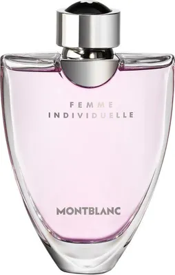 A studio shot of a Mont Blanc Femme Individuelle Eau de Toilette bottle.