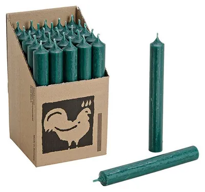 Produktbild von Tischkerzen - dunkelgrun - 25x Stuck - 7 Brennstunden - 18 cm