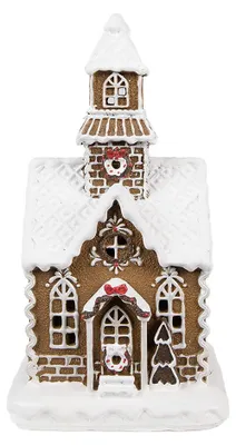 Produktbild von Clayre & Eef Lebkuchenhaus mit LED 13x11x25 cm Braun Kunststoff
