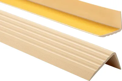 Produktbild von ProfiPVC Treppenkantenprofil Selbstklebend aus PVC Winkelprofil Kantenschutz Anti-Rutsch Treppenkanten-Schutzprofil 41x25mm 1,0m, Cremefarbe