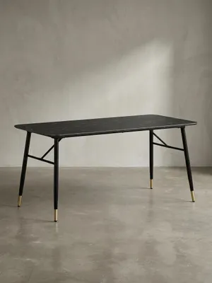 Komplettansicht des 180x90x76 cm großen Esszimmertisches mit dunkler Oberfläche als stilvoller Mittelpunkt für ein offenes Wohnkonzept_#sku_SAFWL6.962#