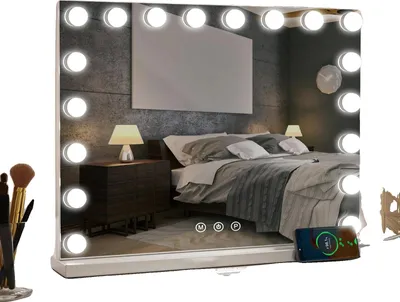 Image de Miroir de maquillage, éclairage LED, fonction tactile, BLANC