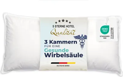 Produktbild von Kopfkissen Daunenkissen, 40x80 cm, 3-Kammern-System, weiß