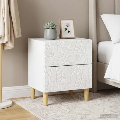 Immagine prodotto di Maison Exclusive - Comodini, set di 2 pezzi, bianco lucido, 43 x 34,5 x 48 cm